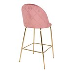 2 chaises de bar en velours rose avec pieds en laiton