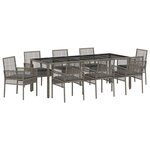 vidaXL Ensemble de salle à manger pour jardin 9 Pièces Gris Poly rotin