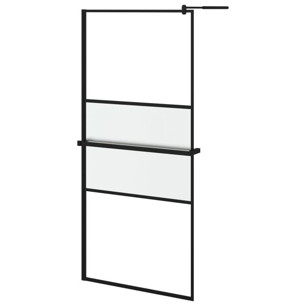 vidaXL Paroi de douche avec étagère Noir 100x195cm Verre ESG&Aluminium