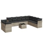 vidaXL Salon de jardin 11 Pièces avec coussins gris clair résine tressée