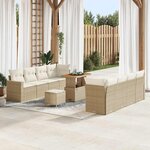 vidaXL Ensemble de canapé de jardin 11 Pièces Beige polyrotin