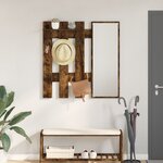 vidaXL Porte-manteau mural avec stockage avec miroir Chêne fumé 100 x 10 x 100 cm