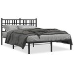vidaXL Cadre de lit métal sans matelas avec tête de lit noir 135x190cm