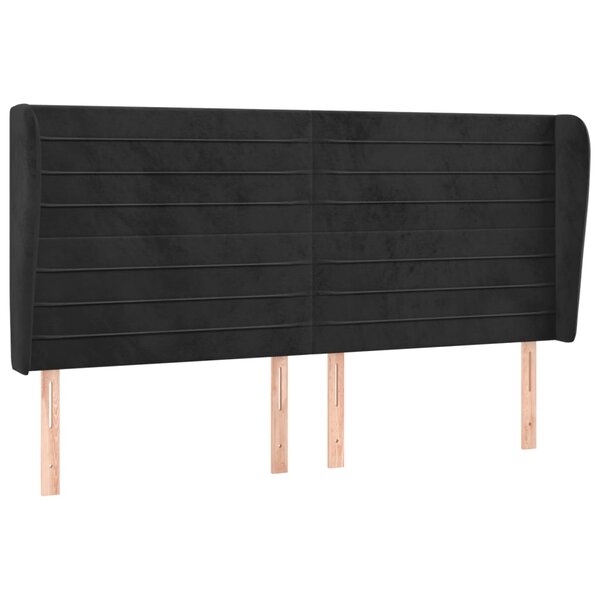 vidaXL Tête de lit avec oreilles Noir 203x23x118/128 cm Velours