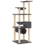 vidaXL Arbre à chat avec griffoirs en sisal gris foncé 141 cm