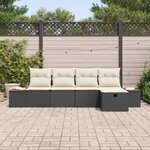 vidaXL Ensemble de canapé de jardin 5 Pièces Noir Poly rotin
