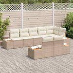 vidaXL Ensemble de canapé de jardin 8 Pièces Beige Poly rotin