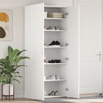 vidaXL Armoire à chaussures Blanche 80x35.5x180 cm Bois d'ingénierie