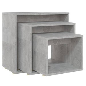 vidaXL Tables gigognes 3 Pièces Gris béton Aggloméré