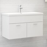 vidaXL Armoire d'évier avec lavabo intégré Blanc Aggloméré