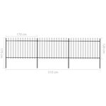 vidaXL Clôture de jardin avec dessus en lance Acier 5 1 x 1 2 m Noir