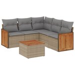 vidaXL Salon de jardin avec coussins 6 Pièces beige résine tressée