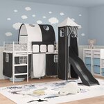 vidaXL Lit mezzanine pour enfants Blanc et Noir 90 x 190 cm Métал