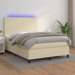 vidaXL Sommier à lattes de lit avec matelas et LED Crème 140x200 cm