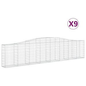 vidaXL Paniers à gabions arqués 9 Pièces 400x30x80/100 cm Fer galvanisé