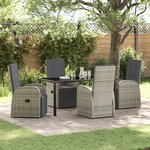 vidaXL Ensemble de salle à manger jardin 5 pièces avec coussins Gris Rattan Poly