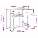 vidaXL Buffet Chêne noir 79.5 x 35.5 x 74.5 cm Bois d'ingénierie
