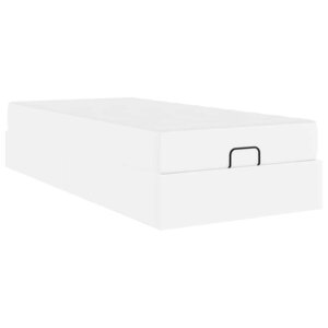 vidaXL Cadre de lit avec matelas Blanc pur 90 x 190 cm Faux cuir