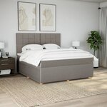 vidaXL Sommier à lattes de lit avec matelas Taupe 180x200 cm Tissu