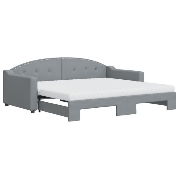 vidaXL Lit de jour avec gigogne et matelas gris clair 90x190 cm tissu