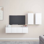 vidaXL Ensemble de meubles TV 4 Pièces Blanc Bois d'ingénierie