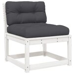 vidaXL Salon de jardin 6 Pièces avec coussins blanc bois massif de pin