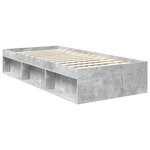 vidaXL Cadre de lit avec tête de lit Gris Béton 90 x 190 cm Pin massif