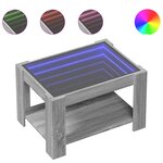 vidaXL Table basse avec LED sonoma gris 73x53x45 cm bois d'ingénierie