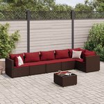 vidaXL Salon de jardin avec coussins 7 Pièces marron résine tressée