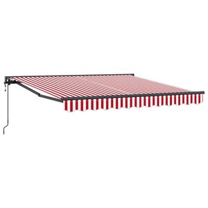 vidaXL Auvent Rétractable Rayure rouge et blanche 350x250 cm tissu