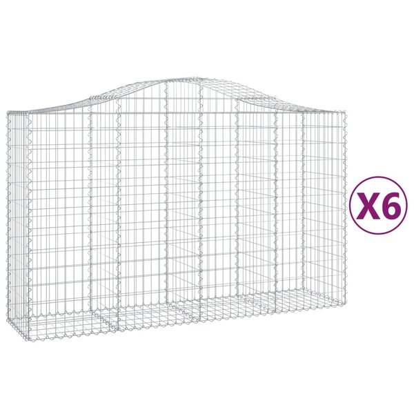 vidaXL Paniers à gabions arqués 6 Pièces 200x50x120/140 cm Fer galvanisé