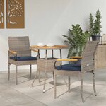 vidaXL Chaises de jardin avec coussin 2 Pièces Gris et bleu marine