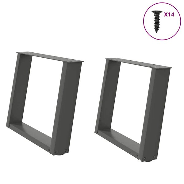 vidaXL Pieds de table basse en U 2 pièces Anthracite 60 x (42-43) cm Acier