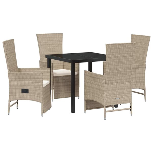 vidaXL Ensemble de salle à manger pour jardin 5 Pièces Beige polyrotin