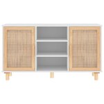 vidaXL Buffet Blanc 105x30x60 cm Bois de pin massif et rotin naturel