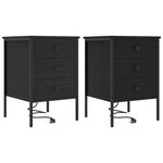 vidaXL Cabinet de chevet avec tiroir 2 Pièces Chêne noir 42 x 41 x 61 cm
