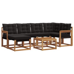 vidaXL Ensemble de canapés d'extérieur 7 pc Naturel et Noir
