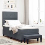 vidaXL Lit avec Sommier  Matelas & Banc Gris Foncé 80x200 cm Velours
