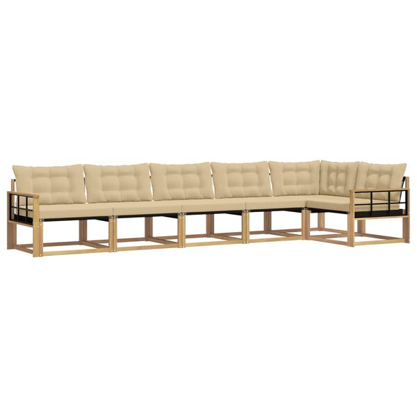 vidaXL Ensemble de canapés d'extérieur 6 Pièces Blanc et Beige