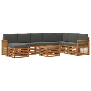 vidaXL Ensemble de canapés d'extérieur 7 pc Naturel et Anthracite