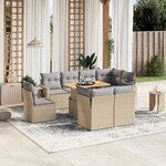 vidaXL Salon de jardin avec coussins 9 Pièces beige résine tressée