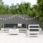 vidaXL Salon de jardin avec coussins 6 Pièces blanc bois de pin massif