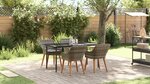 vidaXL Ensemble repas jardin 5 pièces Gris Poly Rattan