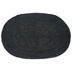 vidaXL Tapis de surface ovale Noir 205 x 305 cm Jute