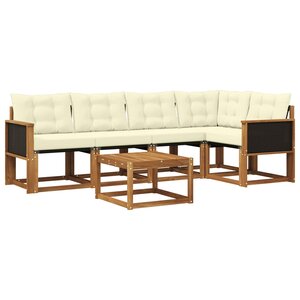 vidaXL Ensemble de canapés d'extérieur 6 pc Naturel et Crème