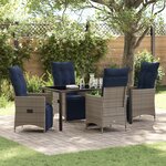 Ensemble de salle à manger de jardin 5 pièces vidaXL avec coussins gris en poly rotin