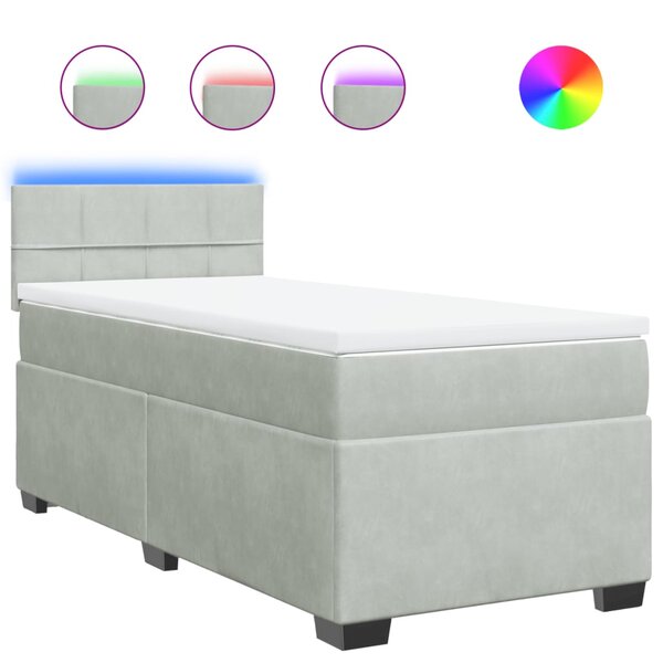 vidaXL Sommier à lattes de lit et matelas Gris clair 90x190 cm Velours