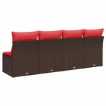 vidaXL Canapé de jardin avec coussins 4 places en résine tressée marron