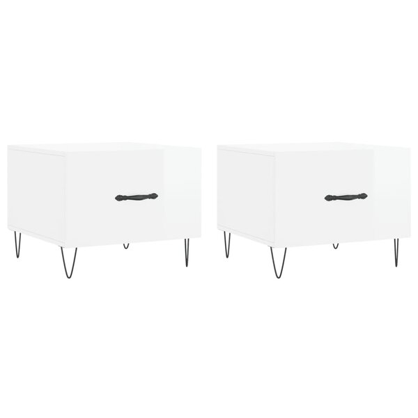 vidaXL Tables basses 2 Pièces blanc brillant 50x50x40cm bois d'ingénierie