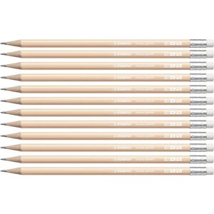 Crayon graphite swano pastel hb bout gomme x 12 stabilo